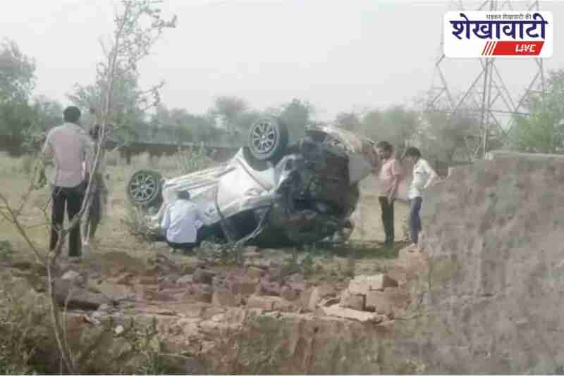 Car wrecked in accident on Churu bypass, three people injured