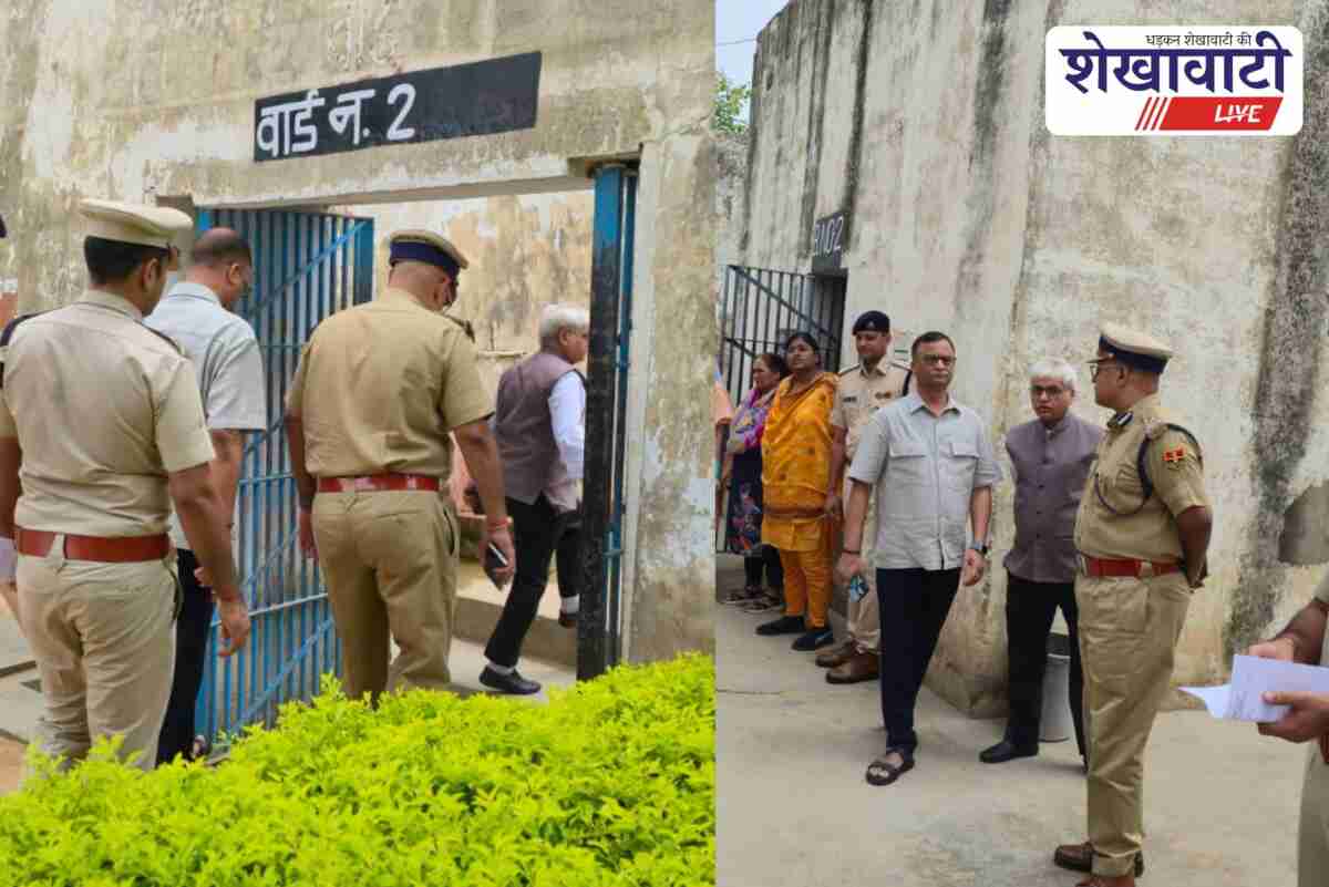 Sikar district jail officials and visitors inspect prison and kitchen