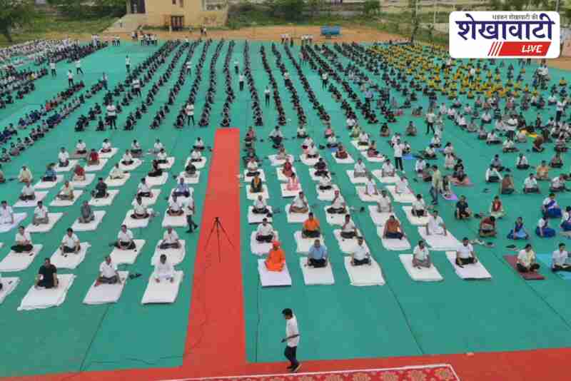 People perform yoga on International Yoga Day in Sikar 2025