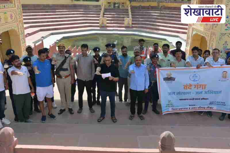 Sikar officials clean Madhav Sagar pond to promote water conservation