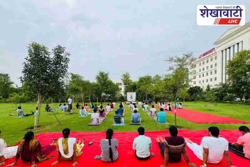 JJTU students and staff perform yoga on International Yoga Day