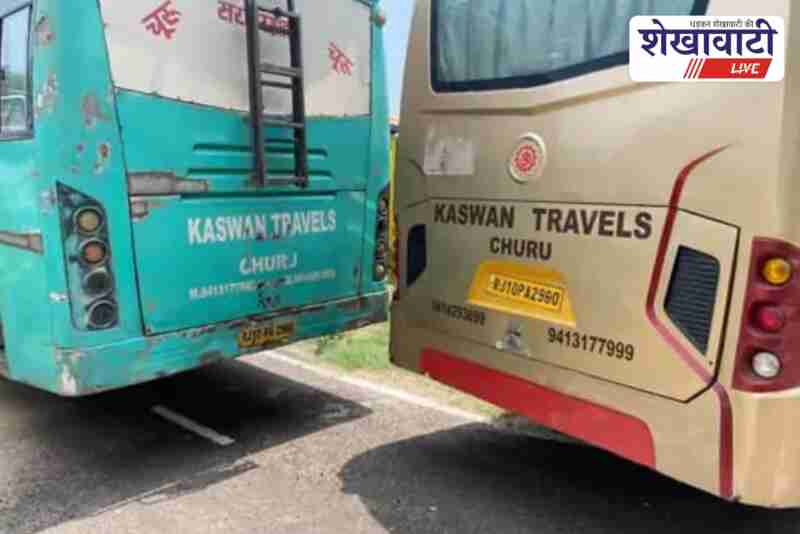 Two buses seized with same number plate on Churu road