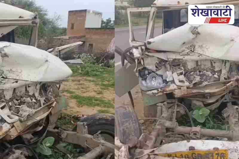 Sardarshahar highway night accident, pickup and sleeper bus collision
