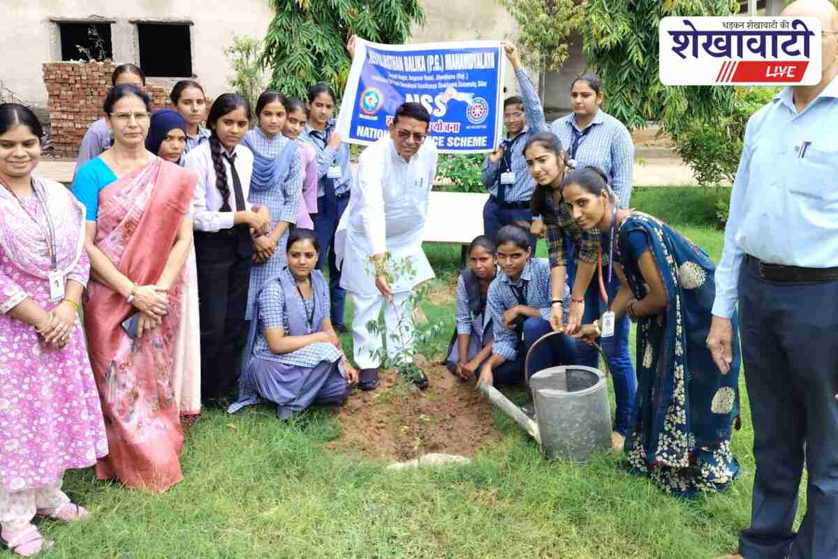 NSS students and leaders planting trees at New Rajasthan College