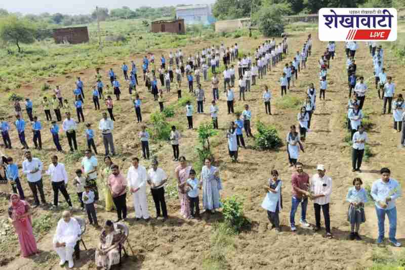 Sarpanch Manju Tanwar inaugurates a large-scale tree plantation campaign in Kajra village with students and villagers planting saplings under the Hariyalo Rajasthan initiative.