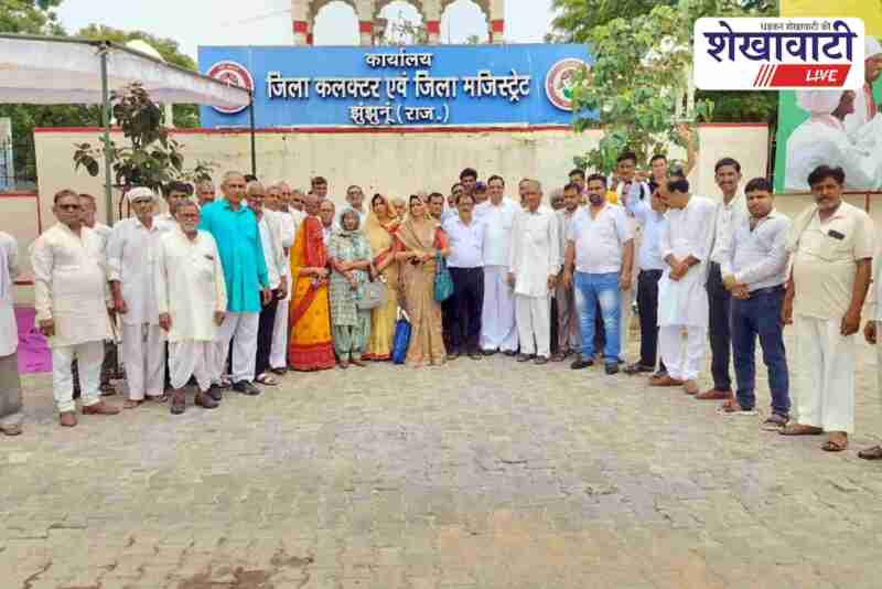 ग्राम पंचायत काजड़ा के निवासी सरपंच मंजू तंवर के खिलाफ चल रही कार्यवाही के विरोध में जिला कलेक्टर को ज्ञापन देते हुए