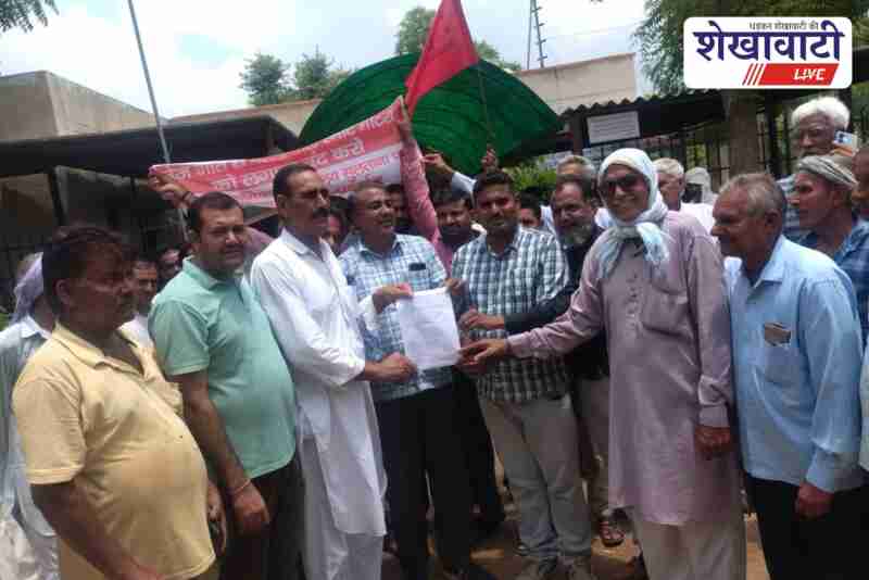 Farmers protest outside AEN offices against smart meters in Jhunjhunu