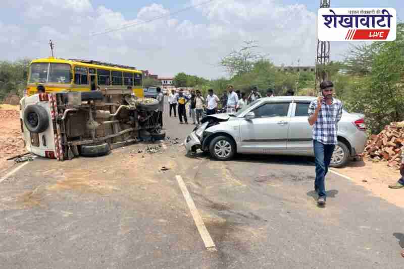 Accident site near school in Katar Chhoti, people injured in crash