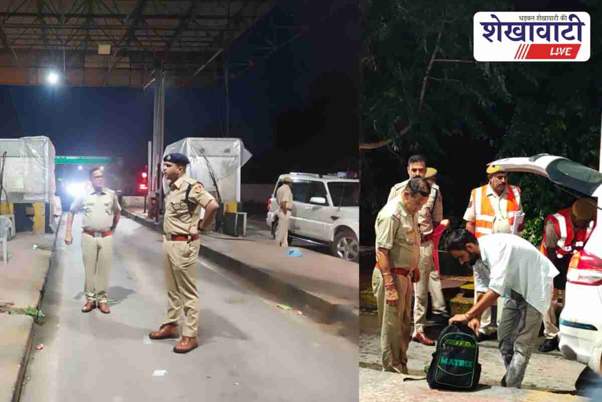 Police checking vehicles during A-category nakabandi in Jhunjhunu