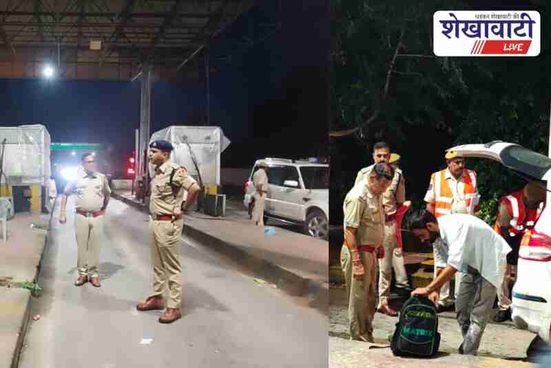 Police checking vehicles during A-category nakabandi in Jhunjhunu
