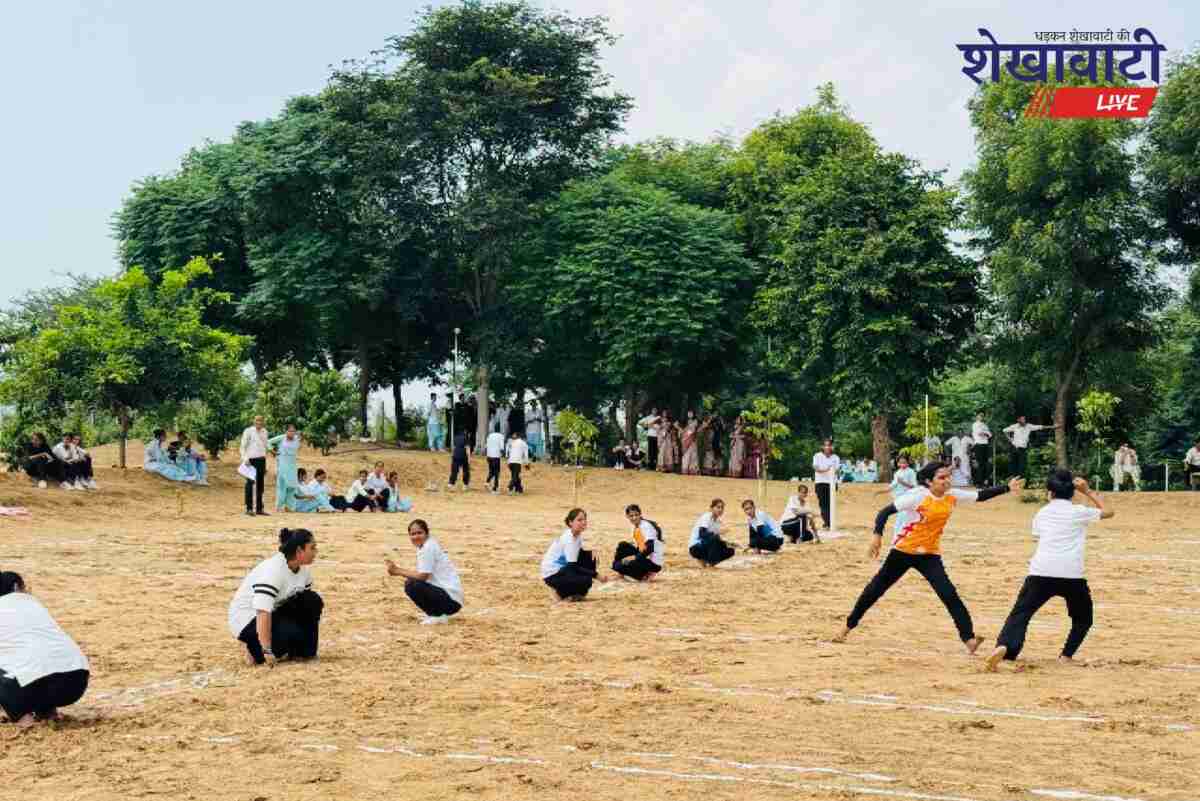 Students play cricket kabaddi volleyball on National Sports Day Jhunjhunu