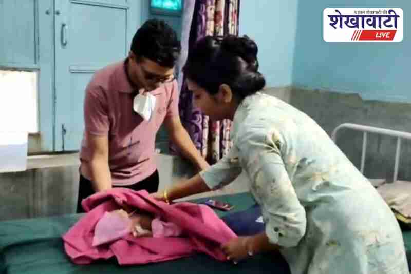 Newborn baby found in Ratangarh hospital palna home, police present