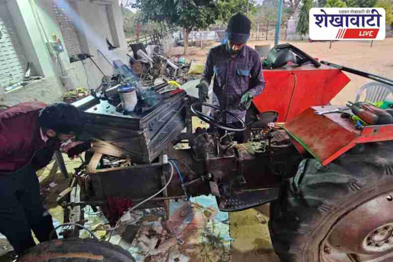 Dinesh Buradak from Sikar with his self-made electric bike and car