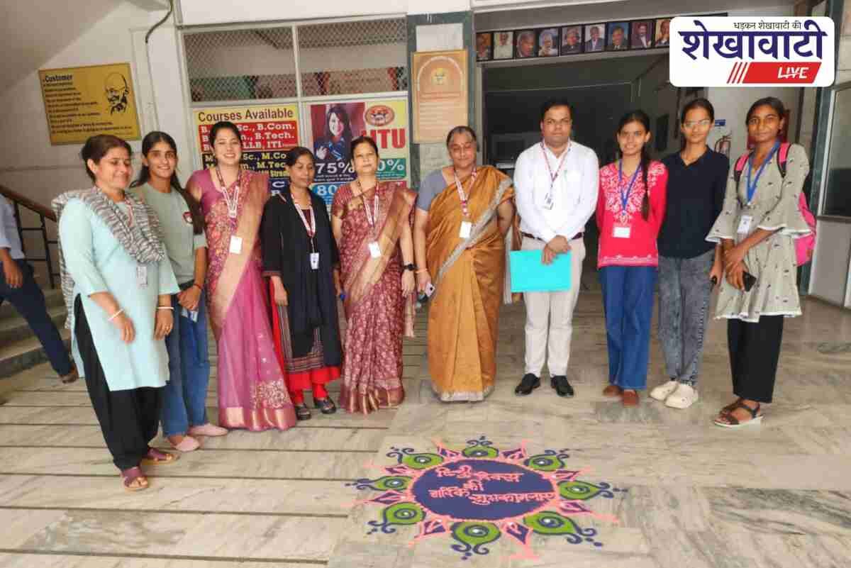 JJTU Churu students celebrate Hindi Diwas with speech and rangoli competition
