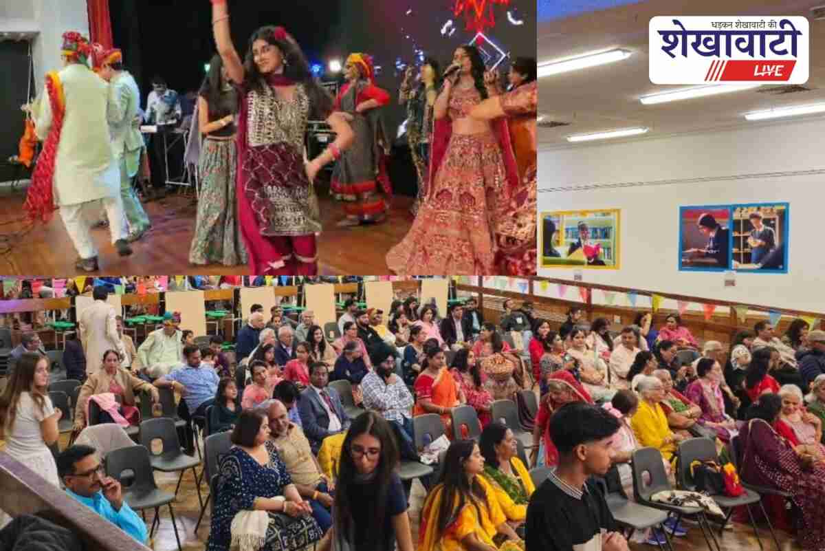 Artists and audience dancing to Rajasthani Ghoomar in London event
