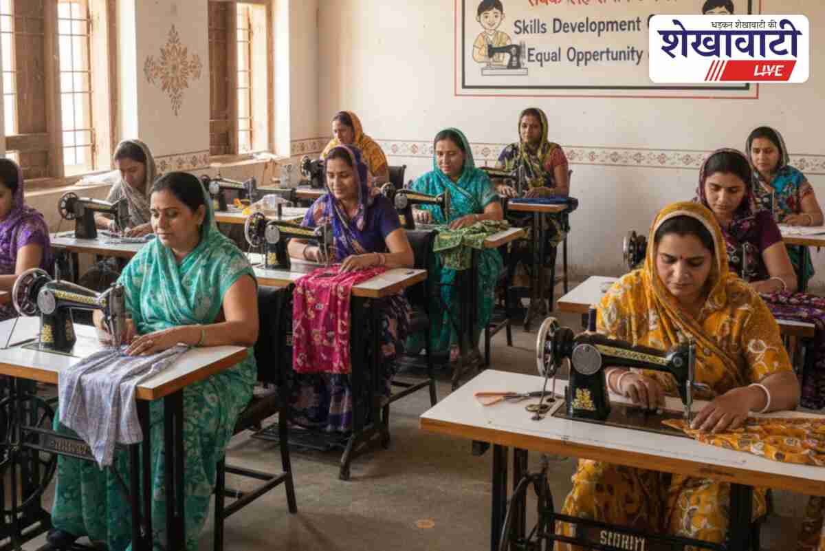 Divyang trainees in Jhunjhunu learning stitching skills under RSETI program
