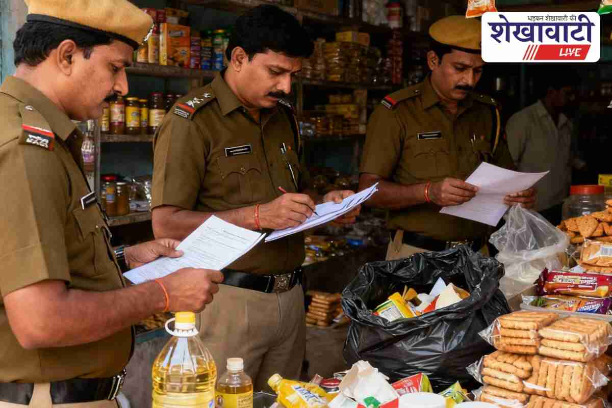 Sikar health team destroys expired oil, honey, jam, biscuits