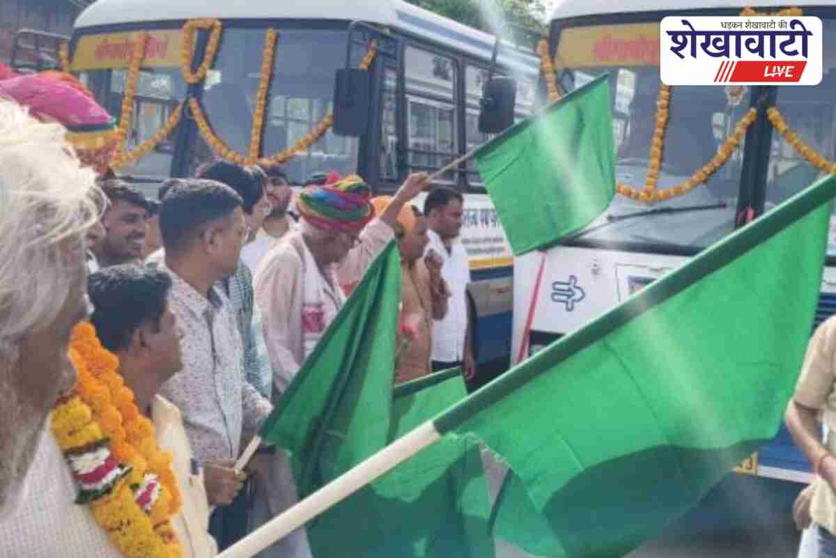 Jhabar Singh Khara flags off new roadways buses from Srimadhopur