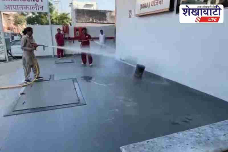 Firefighters conduct mock drill at Sikar hospital before Diwali