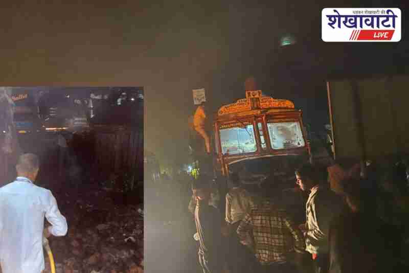 Firefighters control blaze in coconut truck near Fatehpur petrol pump