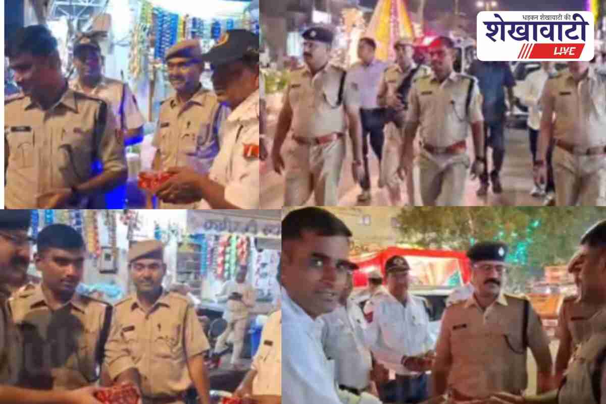 Sikar SP distributes sweets to police officers on Diwali duty