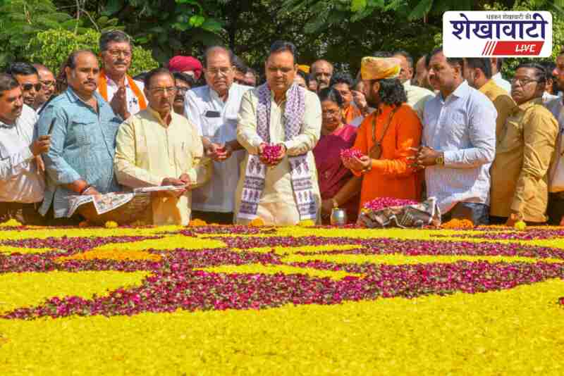 CM Bhajanlal Sharma paying tribute to Bhairon Singh Shekhawat in Sikar