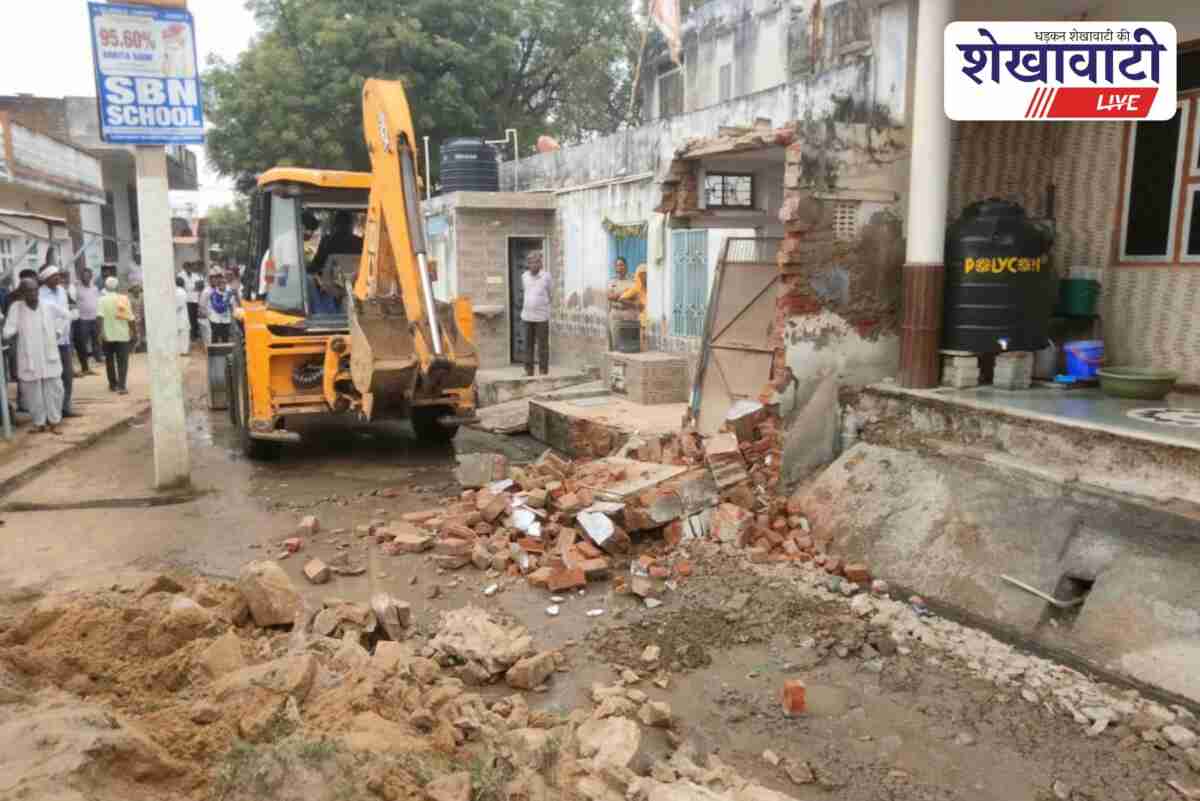 Officials remove encroachment for Prithvipura road construction in Sikar