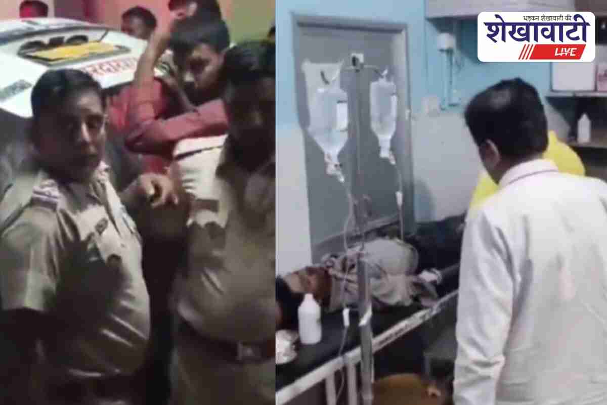 Sardarshahar road accident involving Scorpio and car, police and locals present