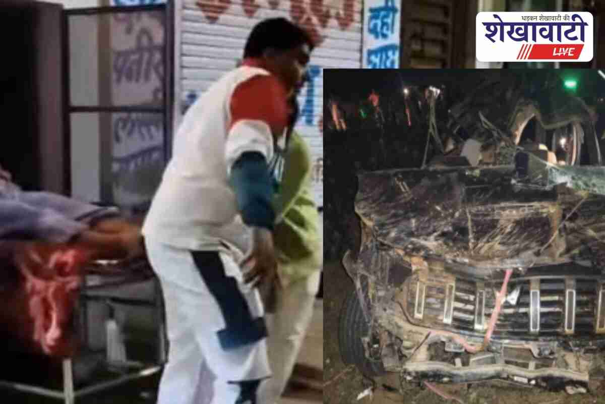 Overturned Scorpio on Sadulpur-Bahal road in Churu after fatal accident
