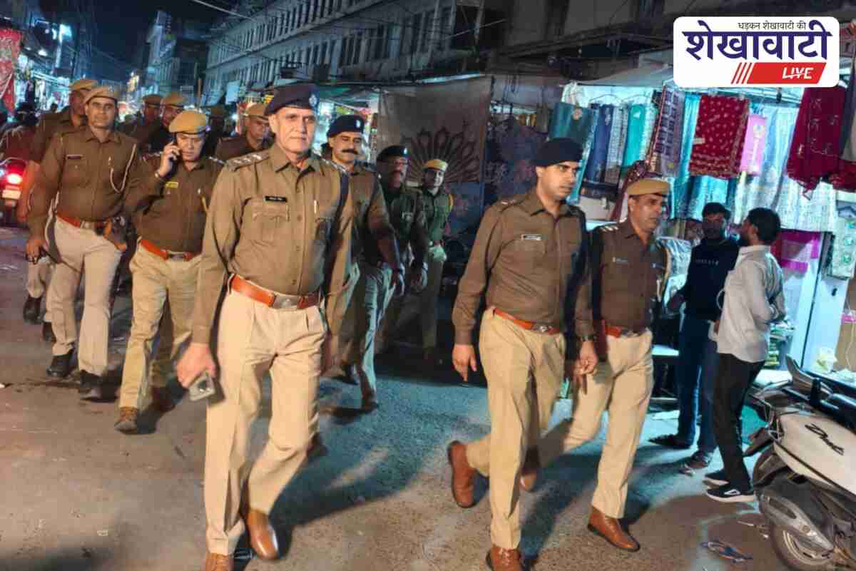 Jhunjhunu police patrol team inspects market and sensitive areas