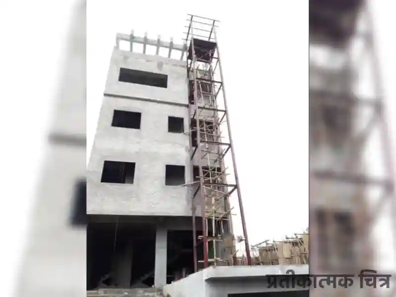 सीकर में निर्माणाधीन बिल्डिंग से छठी मंजिल से गिरकर हुई बच्ची की मौत की घटना स्थल