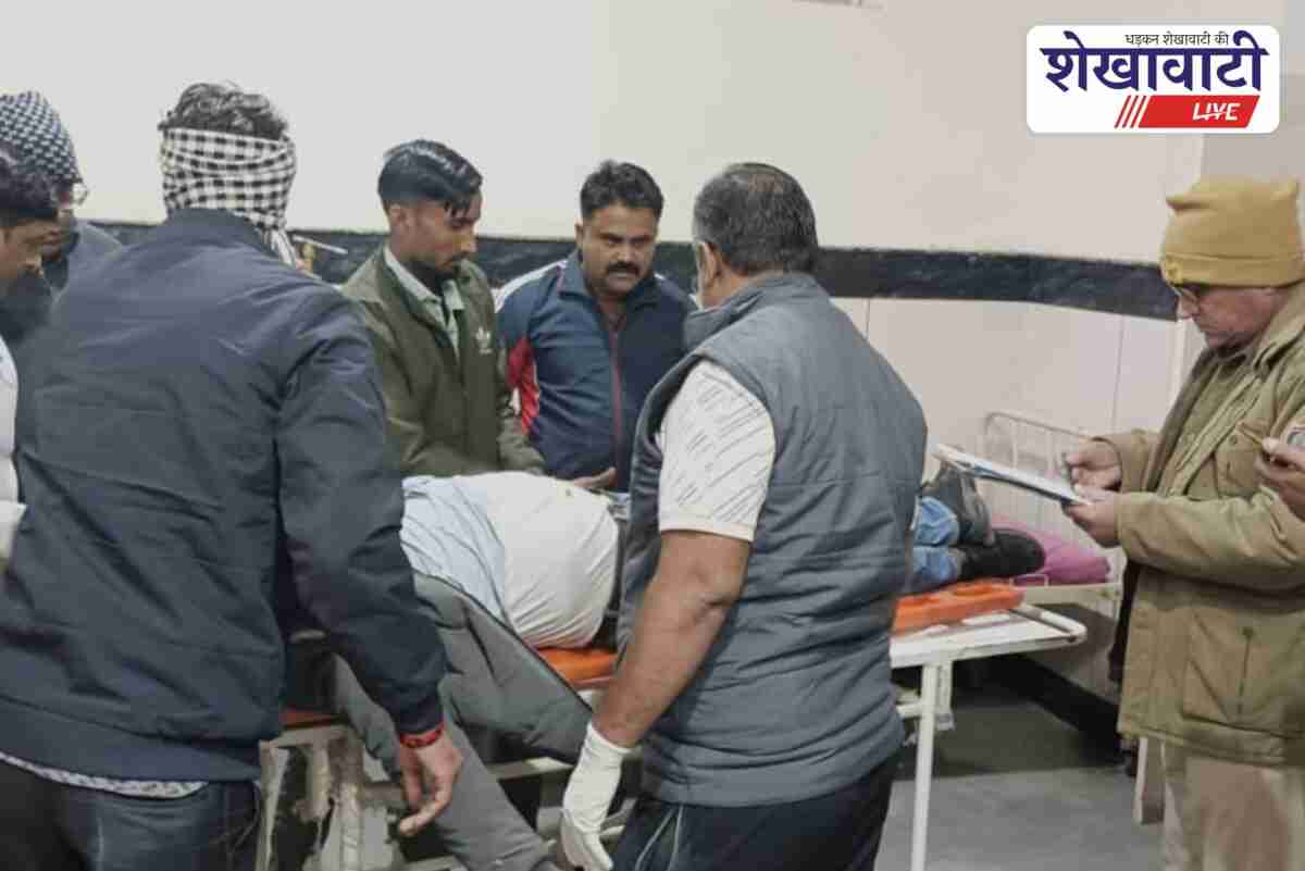 Fatehpur Sikar road accident site after unknown vehicle hit biker