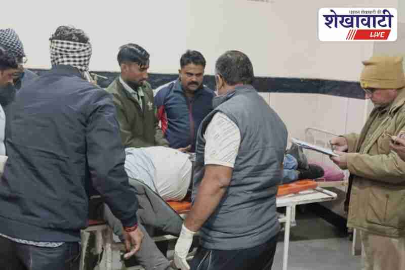 Fatehpur Sikar road accident site after unknown vehicle hit biker