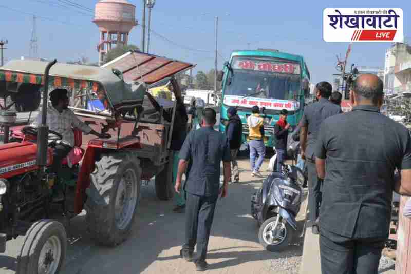 Sikar municipal team removes encroachments illegal hoardings Jaipur Road